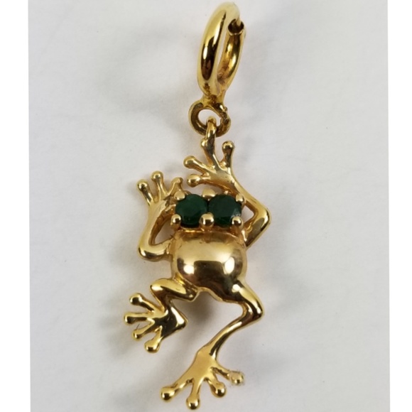 QVC Jewelry - Frog with Emerald Eyes Charm 14k Gold